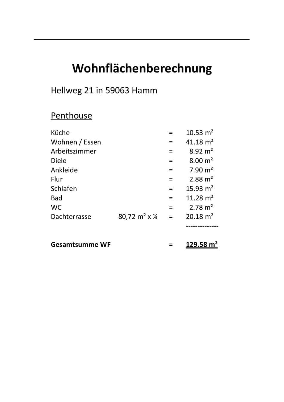 Wohnflächenberechnung